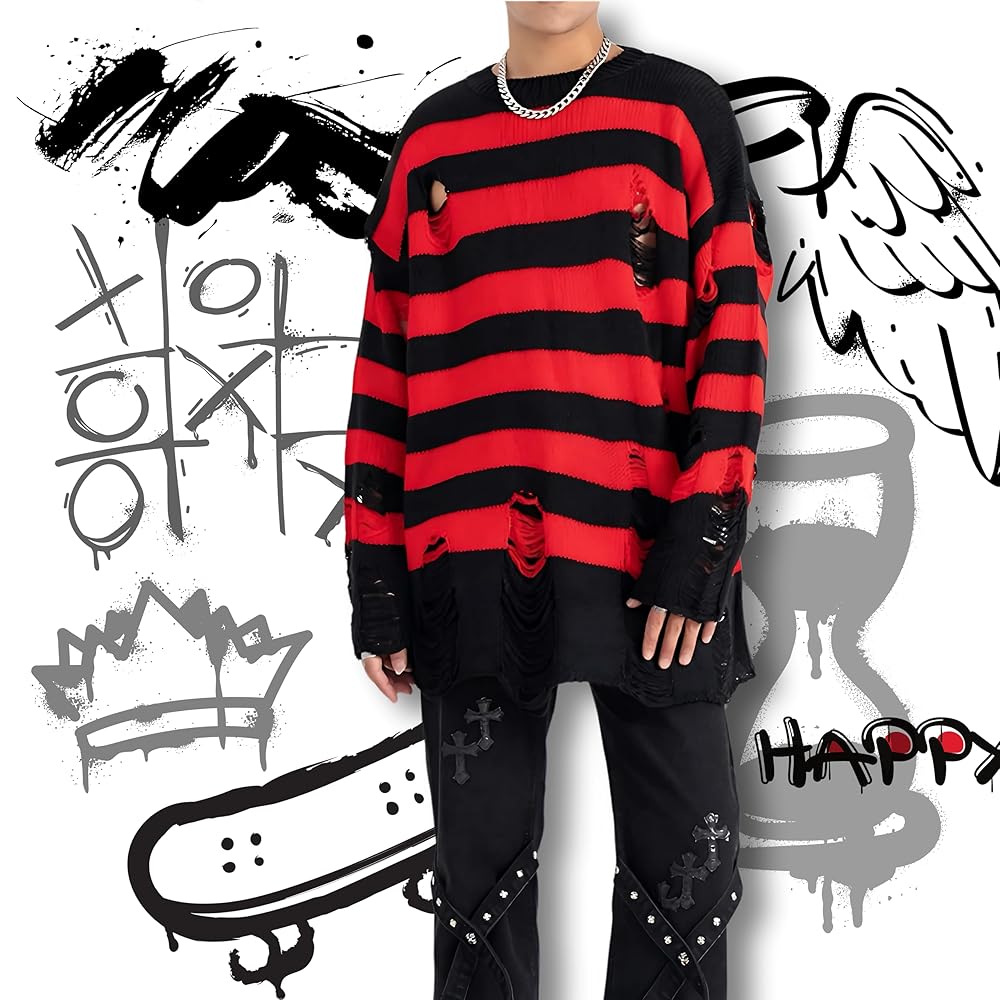 border shaggy knit grunge  Cobain 赤黒 border shaggy knit grunge Kurt Cobain 赤黒